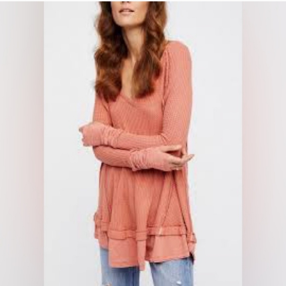 NWOT Free People Coralline Thermal Top in Med